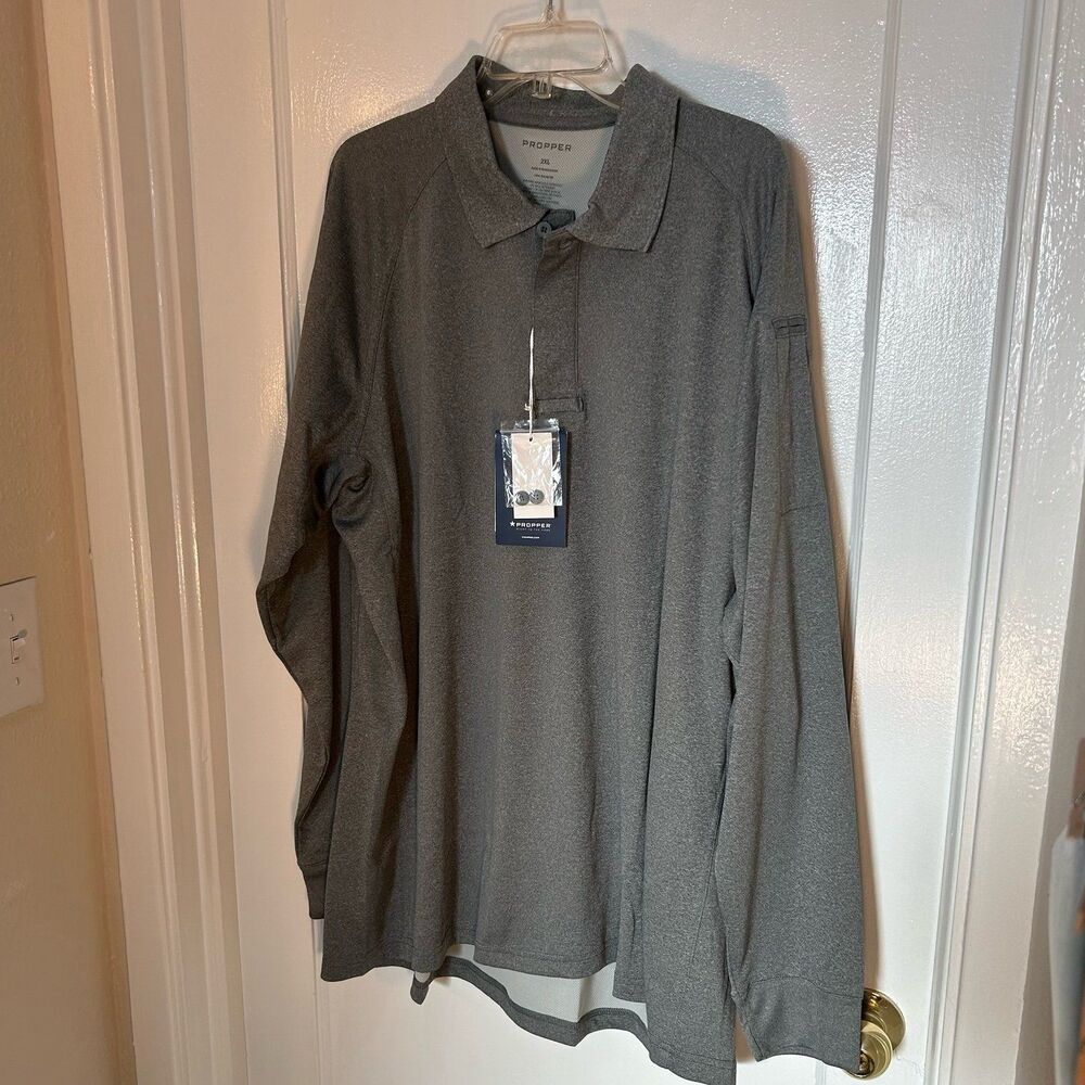 Propper Mens Snag Free Antimicrobial Quick Dry Polo 2xl Gray Long Sleeve  NWT